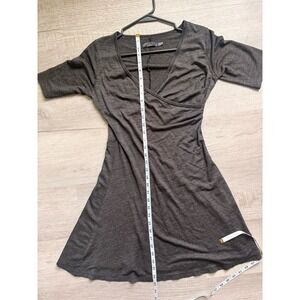 PrAna Nadia Faux‎ Wrap Dress M Gray Jersey Knit Wool Blend Short Sleeve